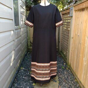 Amish Mennonite Cape Dress 45.5" Bust 39.5" Waist Handmade Modest Black Brown